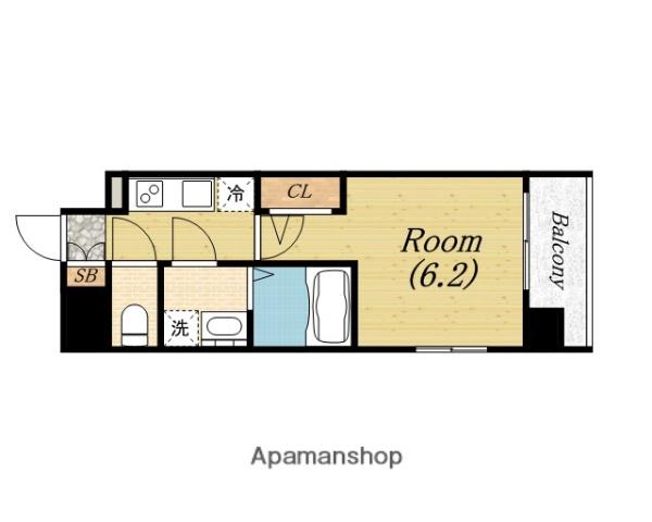 エスリード本町靱公園RESIDENCE(1K/4階)の間取り写真