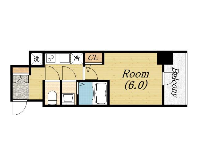 エスリード阿波座ラグジェ(1K/12階)の間取り写真