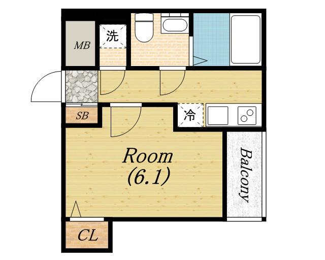 セレニテ本町ルフレ(1K/10階)の間取り写真