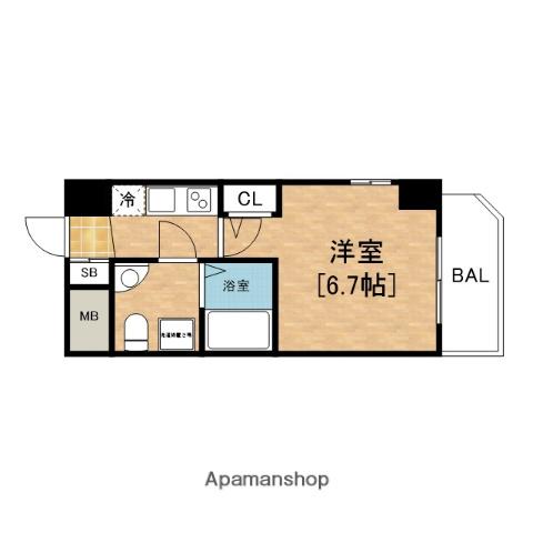 セレニテ本町ルフレ(1K/14階)の間取り写真