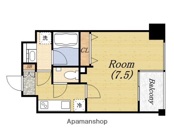 レジディア江戸堀(1K/2階)の間取り写真