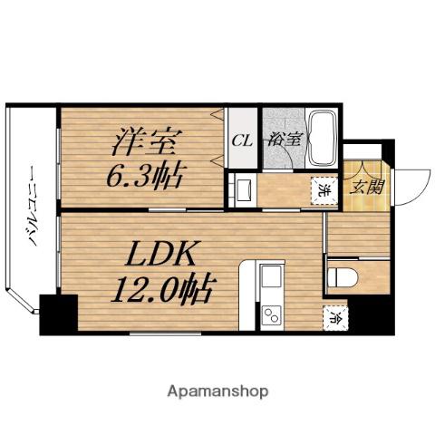 SPLENDID安土町(1LDK/13階)の間取り写真