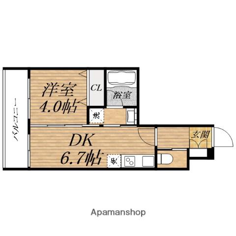 スプランディッド安土町(1DK/14階)の間取り写真