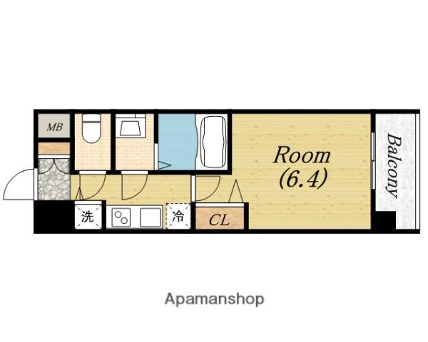 アドバンス大阪グロウスⅡ(1K/13階)の間取り写真