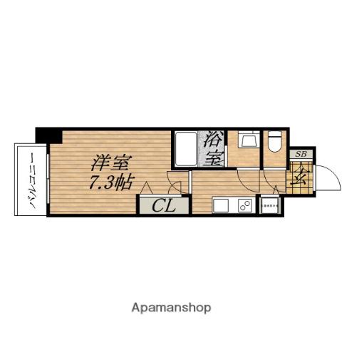 PLANDOR北浜(1K/8階)の間取り写真