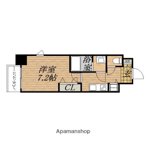 PLANDOR北浜(1K/14階)の間取り写真