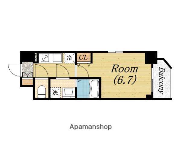 エスリード中之島ザ・コア(1K/6階)の間取り写真