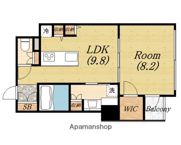 RIDGE北堀江(1LDK/10階)の間取り写真