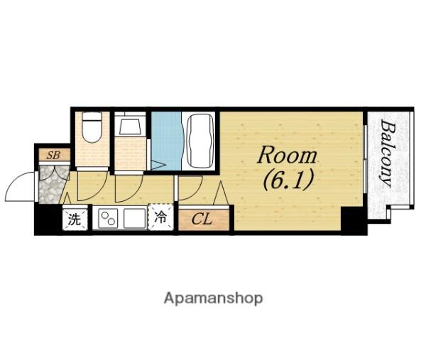 プレサンス心斎橋ブライト(1K/3階)の間取り写真