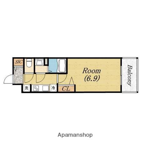 プレサンス京町堀(1K/4階)の間取り写真