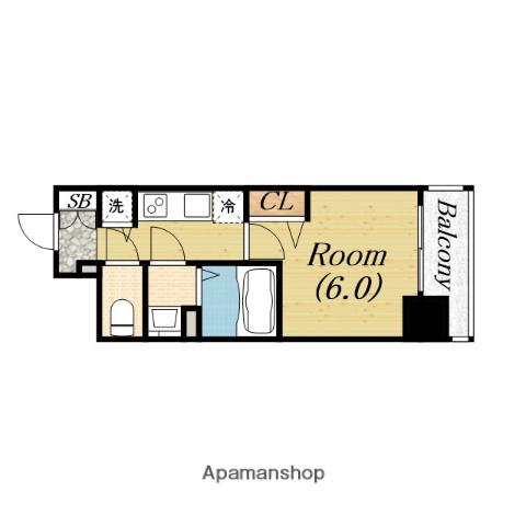 プレサンス南堀江(1K/4階)の間取り写真