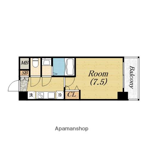 PRESSANCE堺筋本町SENTIS(1K/13階)の間取り写真