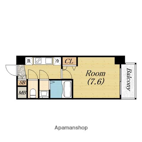 PRESSANCE堺筋本町SENTIS(1K/2階)の間取り写真
