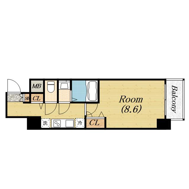 PRESSANCE堺筋本町SENTIS(1K/4階)の間取り写真