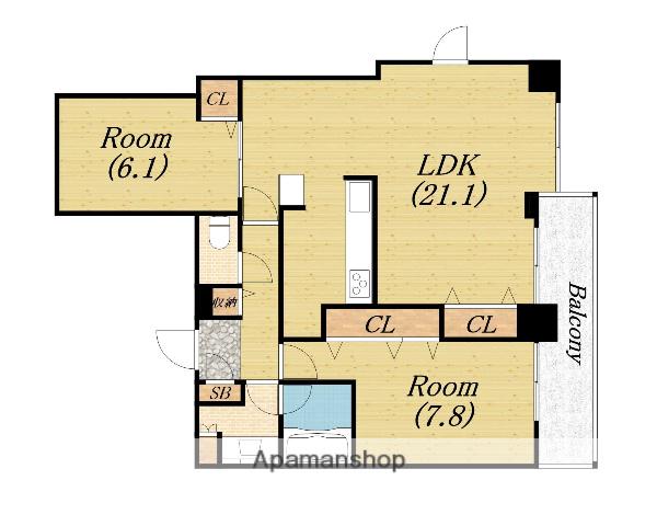 クロスレジデンス大阪新町(2LDK/24階)の間取り写真