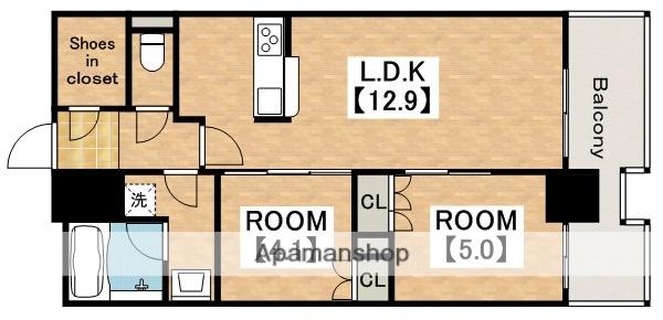 RJR堺筋本町タワー(2LDK/13階)の間取り写真