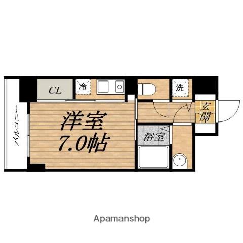 ジュネーゼグラン上本町(ワンルーム/6階)の間取り写真