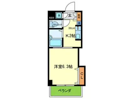 マンション丸旺(1K/6階)の間取り写真