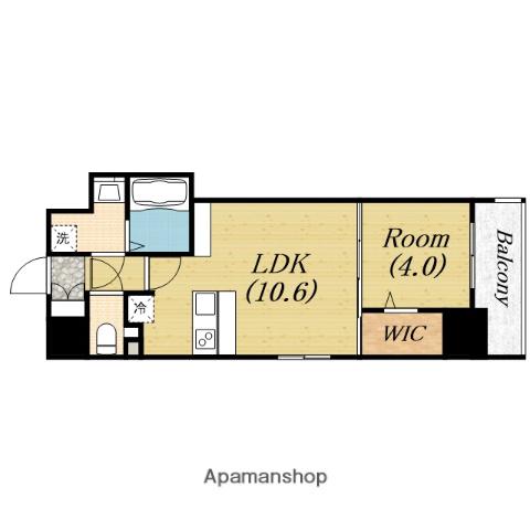 LADOUCEUR玉造(1LDK/14階)の間取り写真