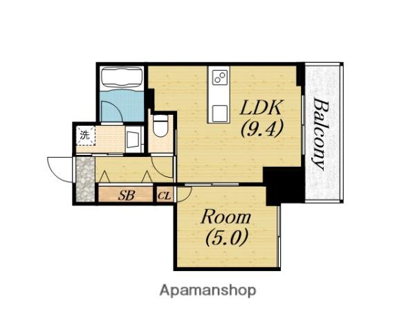 WAVE ON HORIE TOWER(1LDK/11階)の間取り写真