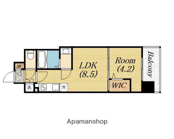アーバネックス新町(1LDK/11階)の間取り写真