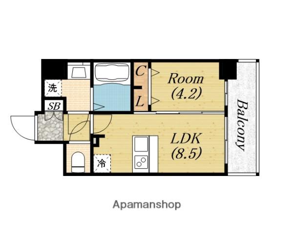 プレサンス南堀江ザ・センス(1LDK/14階)の間取り写真