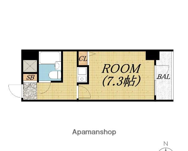 シティーアリーナ阿波座西(1K/2階)の間取り写真
