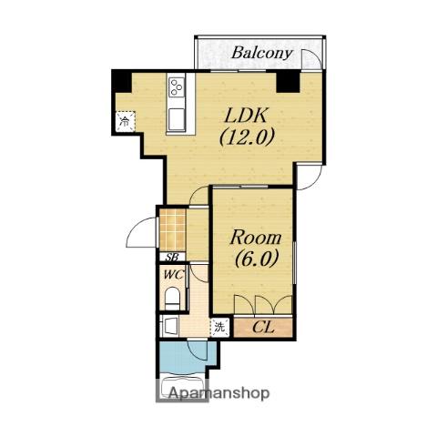 プレディアコート本町(1LDK/6階)の間取り写真
