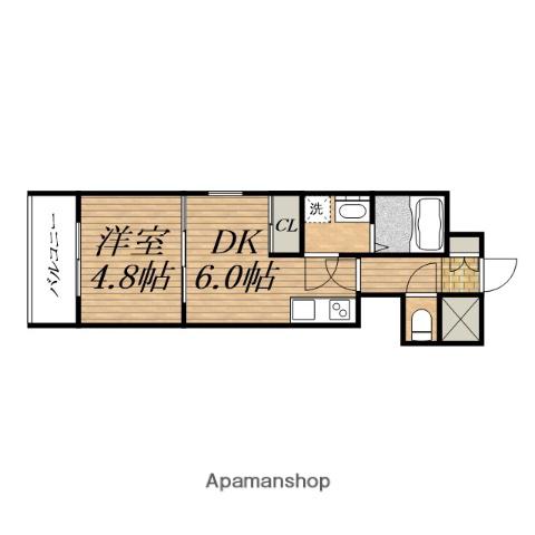 PRIMOPASSO谷町9丁目(1DK/2階)の間取り写真