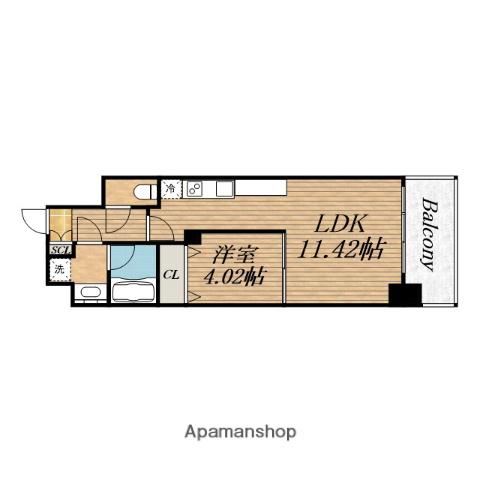 PREGIO鎗屋町(1LDK/14階)の間取り写真