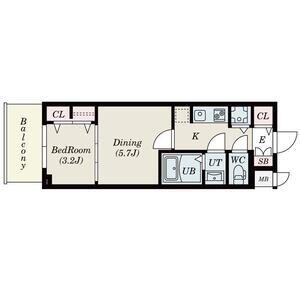 S-RESIDENCE日本橋QUALIER(2K/2階)の間取り写真