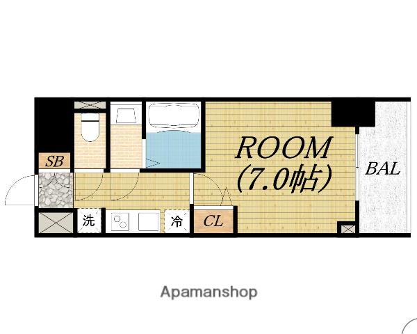 WORVE大阪本町(1K/8階)の間取り写真