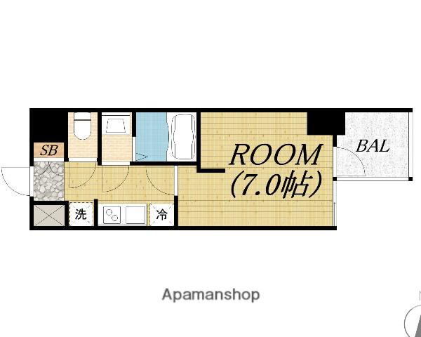 WORVE大阪本町(1K/3階)の間取り写真