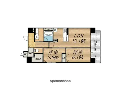 IBC RESIDENCE ウエスト(2LDK/11階)の間取り写真