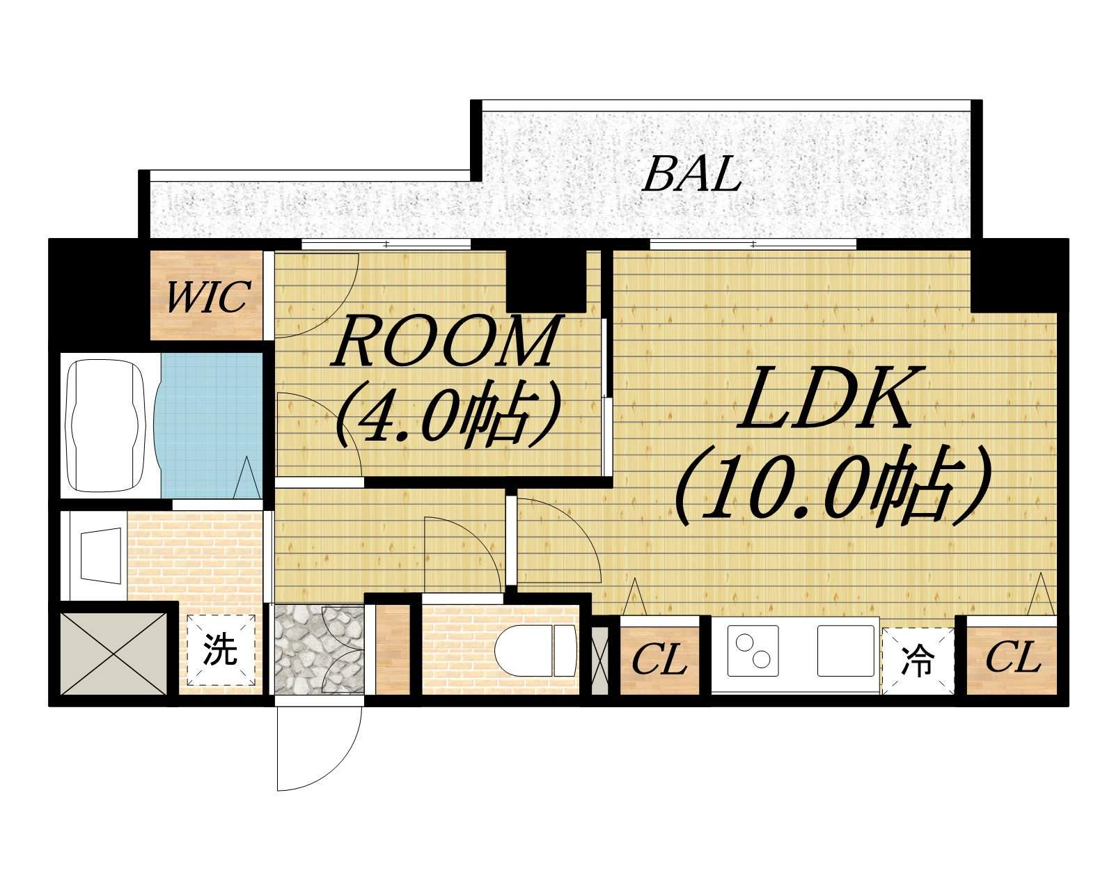 ラ・ピシーヌ南堀江(1LDK/6階)の間取り写真