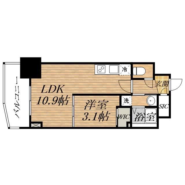 SERENITE本町東リアン(1LDK/10階)の間取り写真