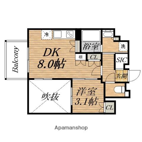 SOLTIA大手前(1DK/4階)の間取り写真