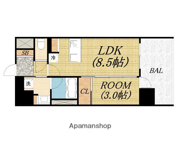 J.GRAN COURT京町堀(1LDK/3階)の間取り写真