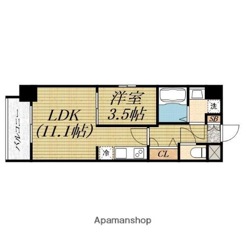 プレサンス堺筋本町EXEBRAN(1LDK/12階)の間取り写真