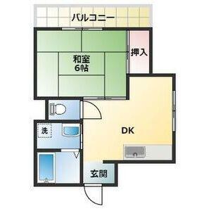 サニーフラット(1DK/2階)の間取り写真