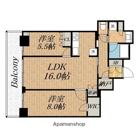大阪ひびきの街THESANCTUSTOWER(2LDK/45階)の間取り写真