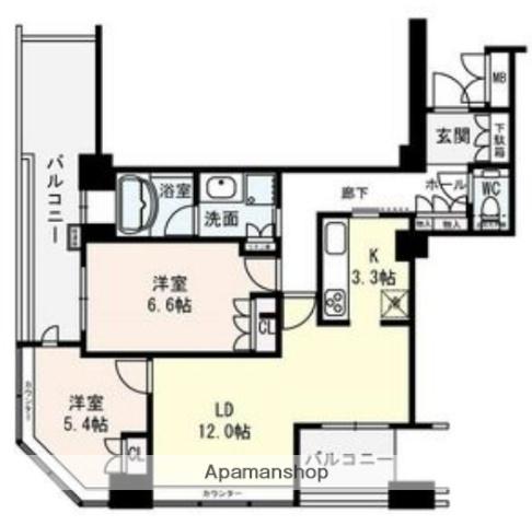 D-GRAFORT大阪NYTOWER肥後橋(2LDK/7階)の間取り写真