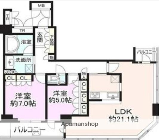 D-GRAFORT大阪NYTOWER肥後橋(2LDK/28階)の間取り写真