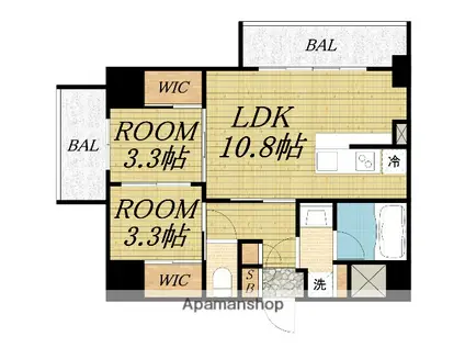 セレニテフラン難波(2LDK/15階)の間取り写真