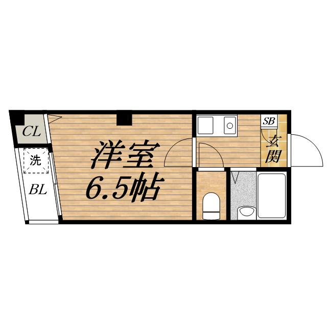 ル・パラ九条(1K/2階)の間取り写真