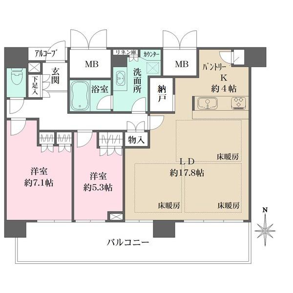 なんばグランドマスターズタワー(2LDK/21階)の間取り写真