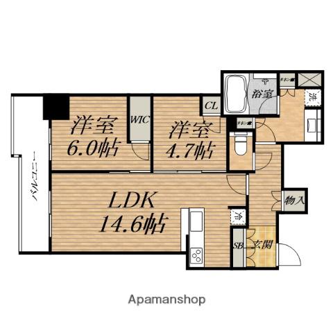 シエリアタワー大阪堀江(2LDK/33階)の間取り写真