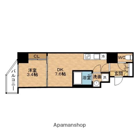 APRILE松屋町(1DK/3階)の間取り写真