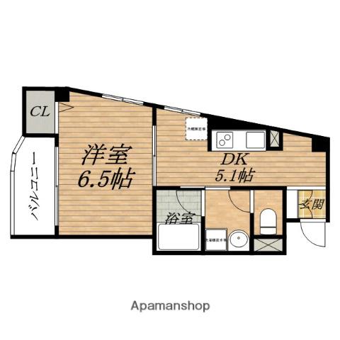 グランドールハタダビルディングⅡ(1DK/6階)の間取り写真