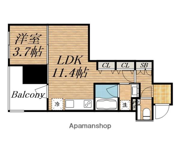 グランドメゾン谷町4丁目(1LDK/16階)の間取り写真